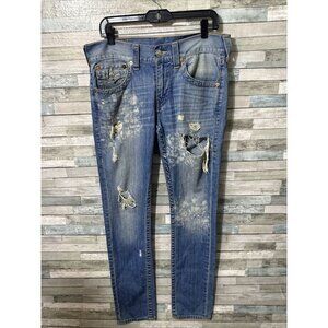 Women’s True Religion Denim Jeans Distressed Medium Wash Skinny Size 31